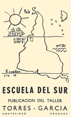 1943 drawing by Joaquín Torres García, illustrated in the cover of the Escuela del Sur (Montevideo: El Taller Torres García, 1958)