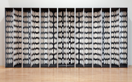 Julio Le Parc, Mural: Virtual Circles, 1964-1966, wood, aluminum, stainless steel, and polished metal, purchased with funds provided by Debbie and Mark Attanasio, Jane and Marc Nathanson, Jane and Terry Semel, The Loreen Arbus Foundation, Janet Dreisen Rappaport and Herb Rappaport, an anonymous donor, Alyce Woodward Oppenheimer, and the Bernard and Edith Lewin Collection of Mexican Art Deaccession Fund through the 2013 Collectors Committee