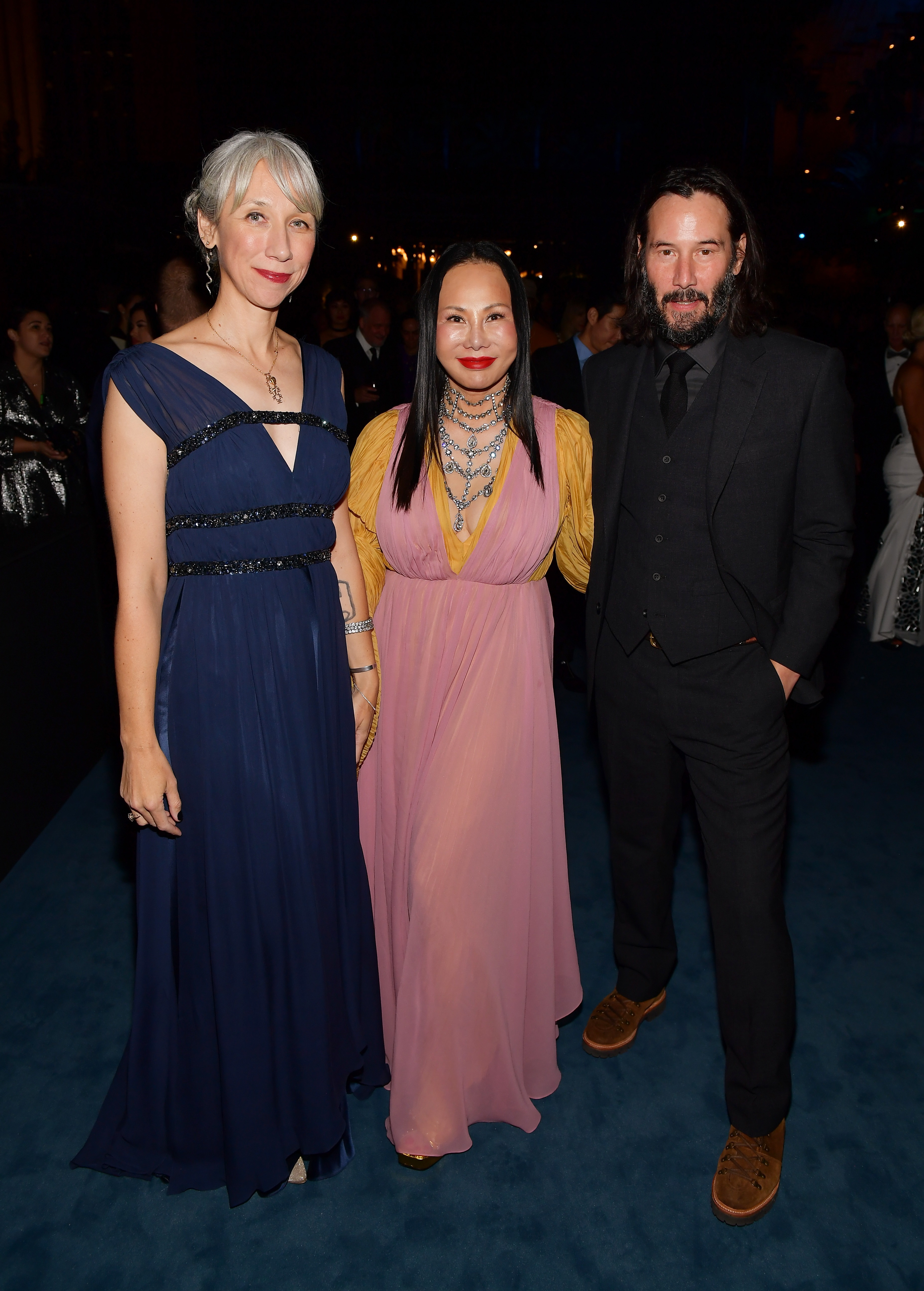 Artist Alexandra Grant, Gala Co-Chair and LACMA Trustee Eva Chow, and Keanu Reeves, photo by Matt Winkelmeyer/Getty Images for LACMA