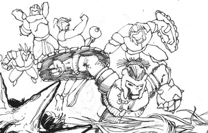 Exploratory Drawing, Hanuman's Army, Ramayan Reborn, 2007 (detail), Liquid Comics, Bangalore, India