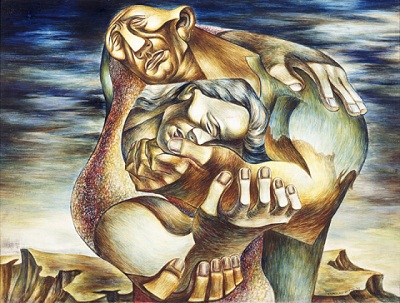 Charles White, The Embrace, 1942, bequest of Fannie and Alan Leslie, © Charles White