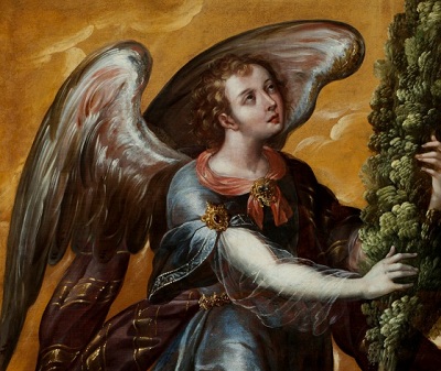 Juan Correa, Angel Carrying a Cypress (Ángel portando un ciprés) (detail), c. 1670–90