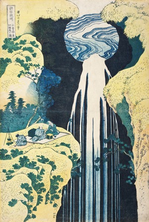 Katsushika Hokusai (Japan, 1760-1849), Amida Falls on the Kiso Highway, circa 1833, Color woodblock print, Image and sheet: 14 ¾ x 9 15/16 in. (37.5 x 25.2 cm), Gift of Max Palevsky, Photo © 2013 Museum Associates/LACMA