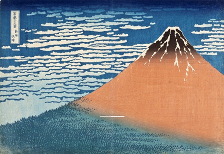 Katsushika Hokusai (Japan, 1760-1849), South Wind, Clear Dawn, circa 1830-31, Color woodblock print, Image and Paper: 10 x 14 3/8 in. (25.4 x 36.5 cm), Gift of the Frederick R. Weisman Company, Photo © 2013 Museum Associates/LACMA