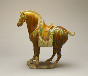 Funerary Sculpture of a Horse China, Middle Tang dynasty, about 700-800 Molded earthenware with molded, applied, and incised decoration and polychrome (sancai) glaze Gift of Nasli M. Heeramaneck (M.73.48.79) 