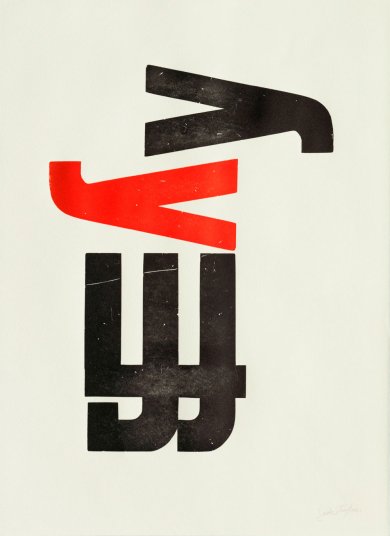 Jack Werner Stauffacher, Print from Wooden Letters from 300 Broadway, 1998, gift of the 2012 Decorative Arts and Design Acquisition Committee (DA2)
