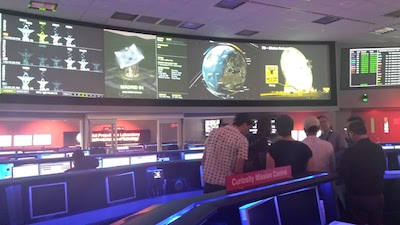The group looking at data transmissions coming from space exploration at JPL