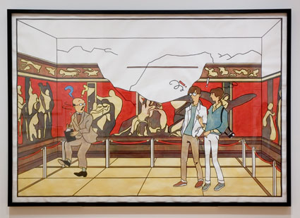 Lucy McKenzie, “Cheyney and Eileen Disturb a Historian at Pompeii,” 2005, The Museum of Contemporary Art, Los Angeles, purchased with funds provided by the Drawings Committee, image courtesy of MOCA