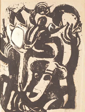 Hans Richter, Musik Dada (Music Dada), 1918, Linocut and white wash on paper, 10 1/2 in x 8 in., Private Collection, © 2013 Hans Richter Estate, Photo © 2013 Museum Associates/LACMA