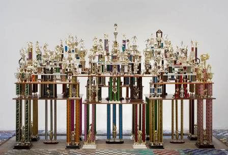 Ry Rocklen, Second to None, 2011, Trophies, trophy parts, wood, 94.5 x 146 x 39 inches Purchased with funds provided by AHAN: Studio Forum, 2013 Art Here and Now purchase 