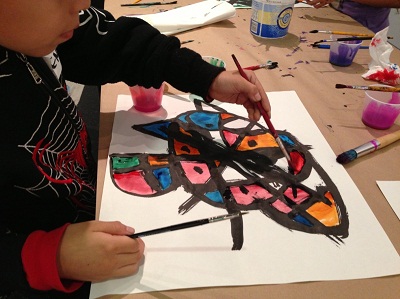 Young artists at work at Charles White Elementary School