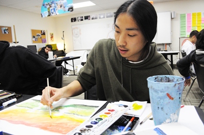 Stephen Na, student at the HeArt Project Hollywood Media Arts Academy, working on re-imagining the future LA landscape, inspired by 2001: A Space Odyssey