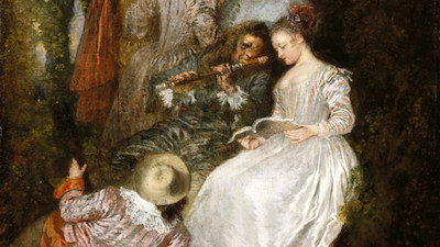 Jean-Antoine Watteau, "The Perfect Accord" (detail), 1719, gift of the Ahmanson Foundation