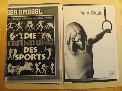 01-04 Research material on sports, collected by Harald Szeemann for his project Rundlederwelten. The Getty Research Institute, 2011.M.30. 