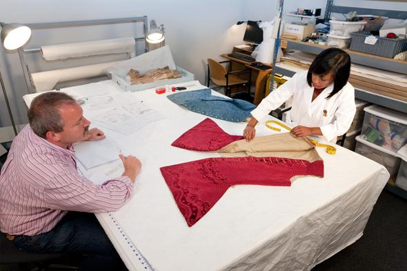 Clarissa M. Esguerra and Thomas John Bernard recreating garment patterns