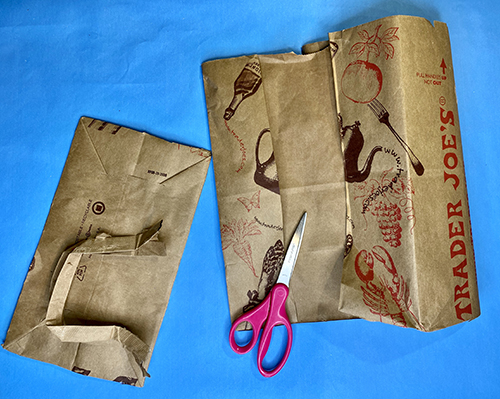 brown paper grocery bag with handles cut off