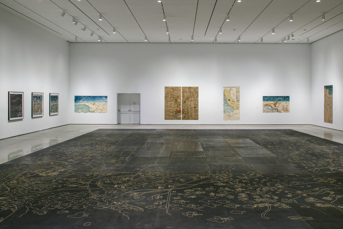 Installation view of Mixpantli: Contemporary Echoes, December 12, 2021–June 12, 2022, Los Angeles County Museum of Art, © Sandy Rodriguez, © Mariana Castillo Deball, photo © Museum Associates/LACMA