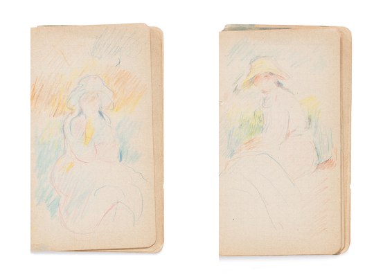 Both: Berthe Morisot, Sketchbook (details), c. 1891–93, Los Angeles County Museum of Art, gift of Ray and Frances Stark, photos © Museum Associates/LACMA