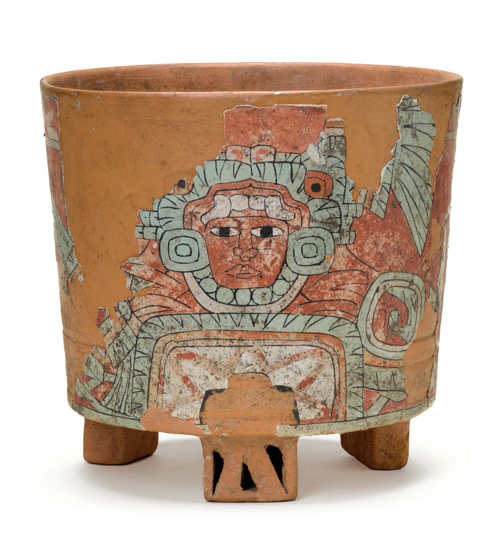 Tripod Vessel with Image of Warrior, 450–650, Teotihuacan, Los Angeles County Museum of Art, gift of Constance McCormick Fearing, photo © Museum Associates/LACMA