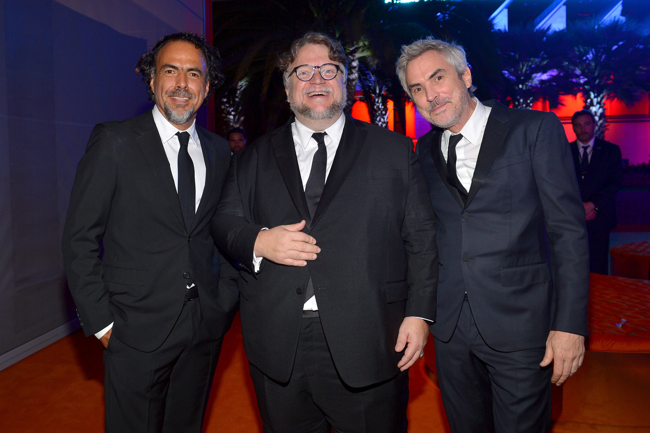 Alejandro González Iñárritu, Honoree Guillermo del Toro, and Alfonso Cuarón at the 2018 LACMA Art + Film Gala honoring Catherine Opie and Guillermo del Toro on November 3, 2018, photo Getty Images for LACMA by Donato Sardella