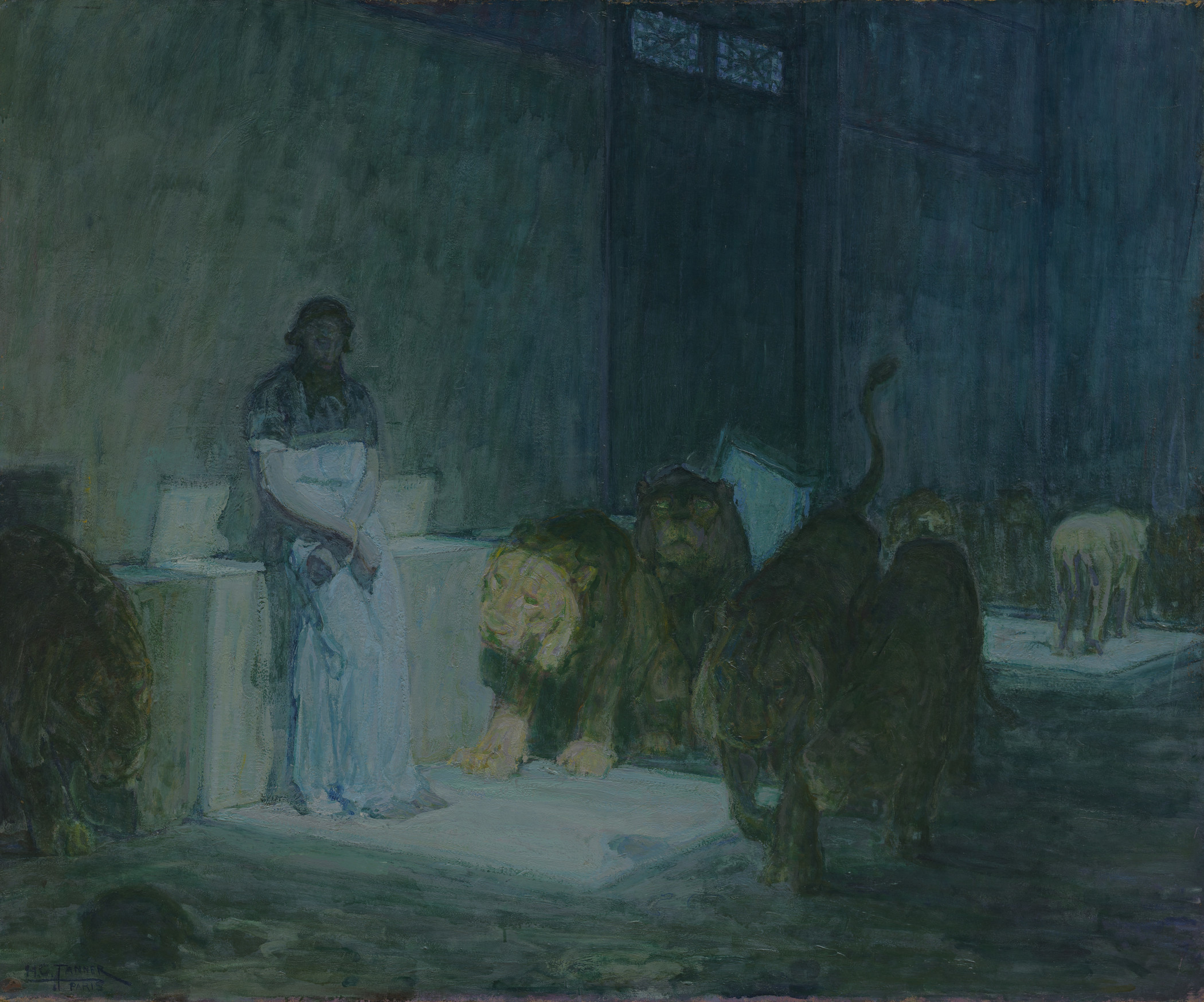 Henry Ossawa Tanner, Daniel in the Lions' Den, 1907–18, Los Angeles County Museum of Art, Mr. and Mrs. William Preston Harrison Collection, photo © Museum Associates/LACMA