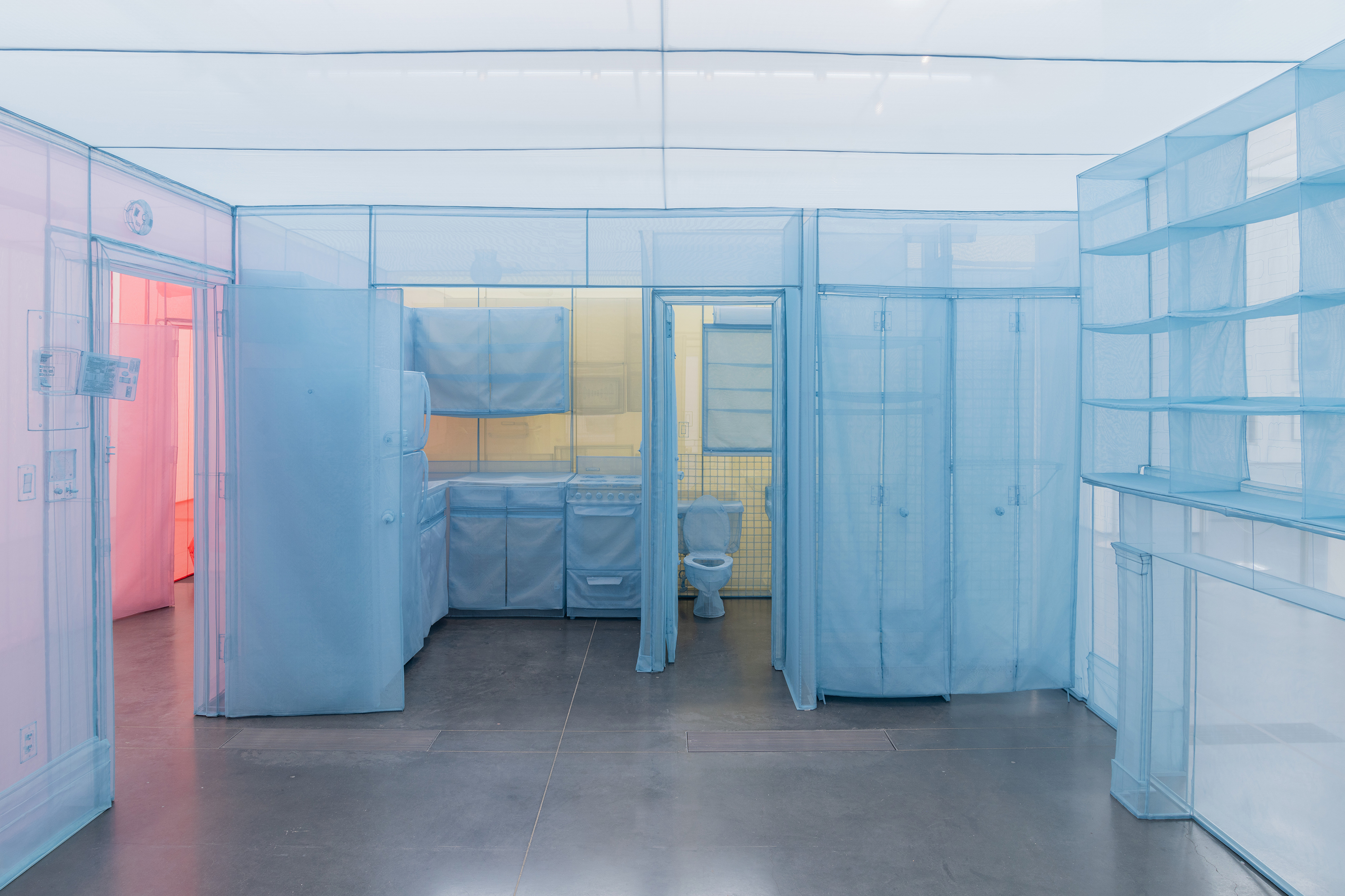 Do Ho Suh, 348 West 22nd Street, Apartment A, Unit-2, Corridor and Staircase (detail), 2011–15, Los Angeles County Museum of Art, anonymous gift, installation view, Do Ho Suh: 348 West 22nd Street, Los Angeles County Museum of Art, 2019–2020, © Do Ho Suh, photo © Museum Associates/LACMA