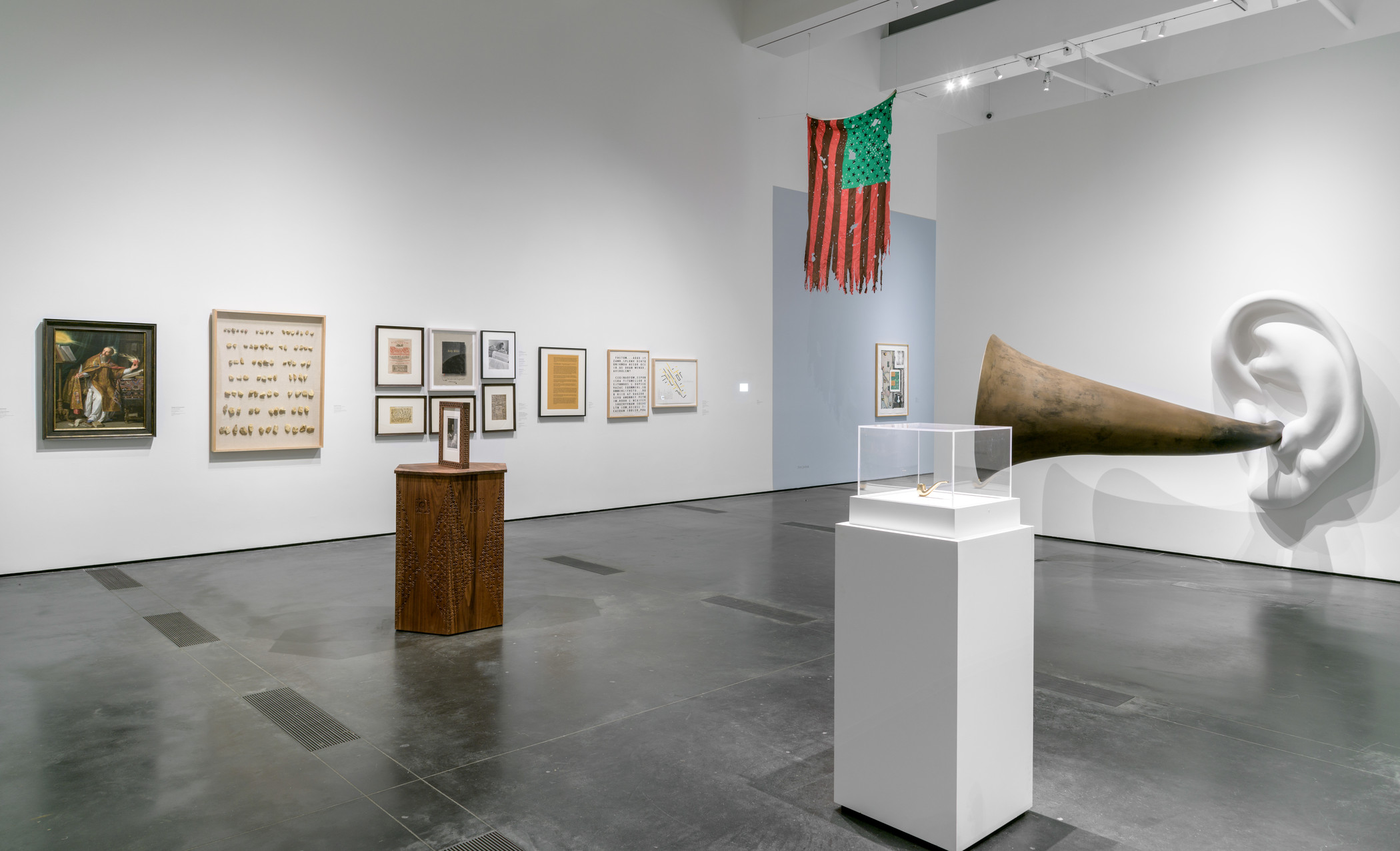 Installation photograph, NOT I: Throwing Voices (1500 BCE–2020 CE), Los Angeles County Museum of Art, 2021, photo © Museum Associates/LACMA Installation view of the exhibition “NOT I: Throwing Voices (1500 BCE–2020 CE)”
