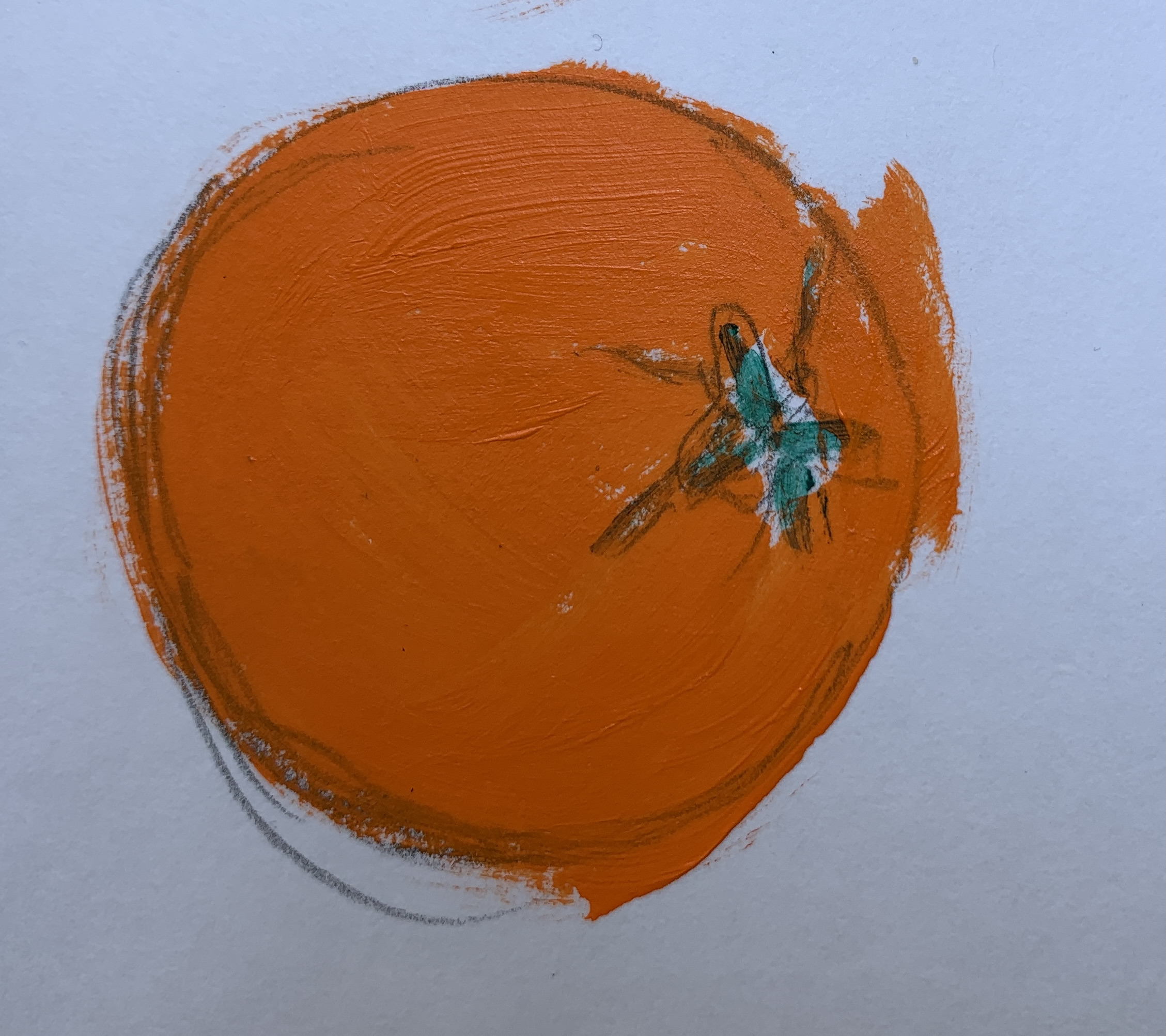 Colored-in orange on white paper