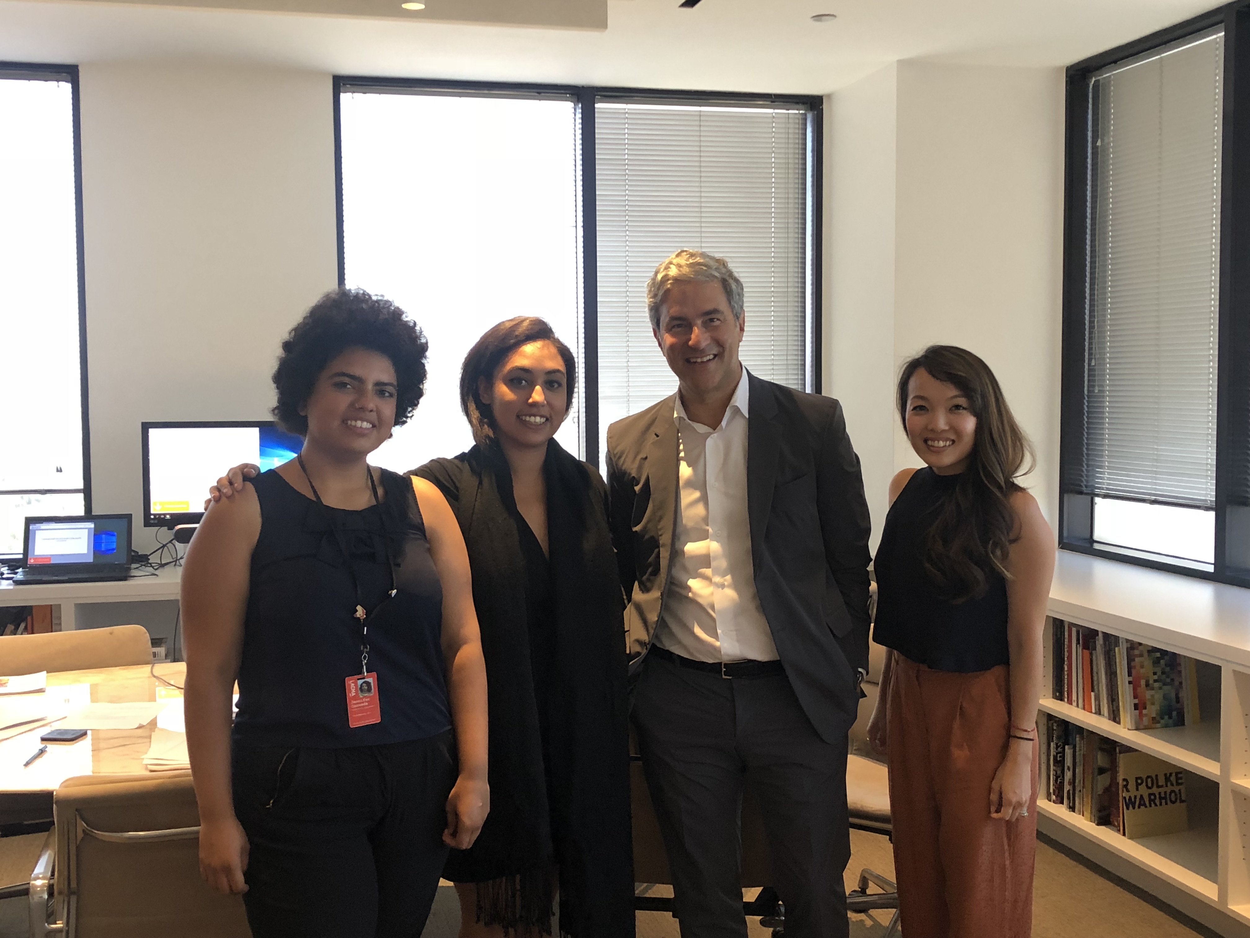 Left to right: LACMA-ASU Fellows Jennifer Cernada and Dhyandra Lawson, LACMA Director Michael Govan, and Celia Yang, photo courtesy of Hilary Walter