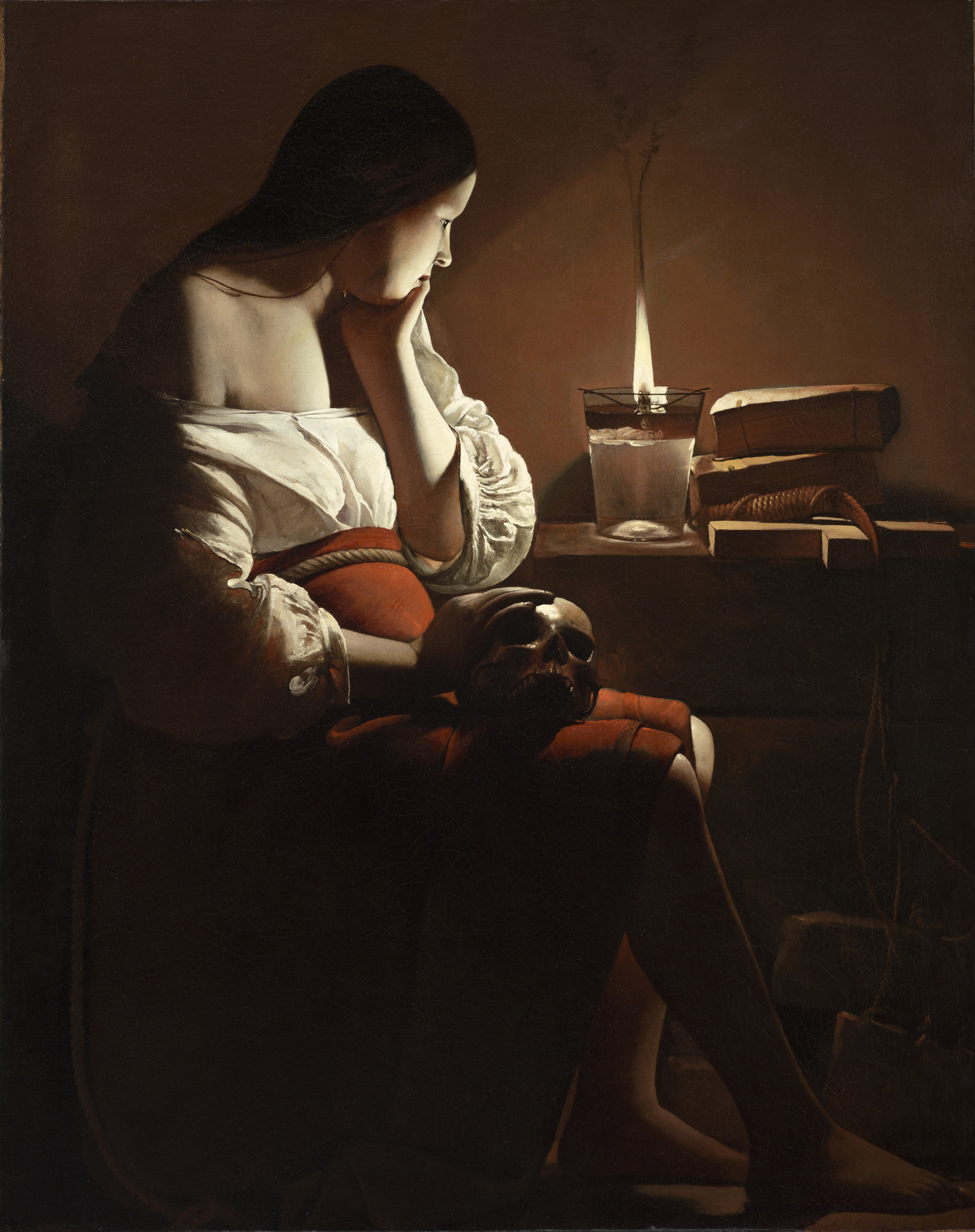 Georges de la Tour, The Magdalen with the Smoking Flame, c. 1635–37, Los Angeles County Museum of Art, gift of The Ahmanson Foundation, photo © Museum Associates/LACMA