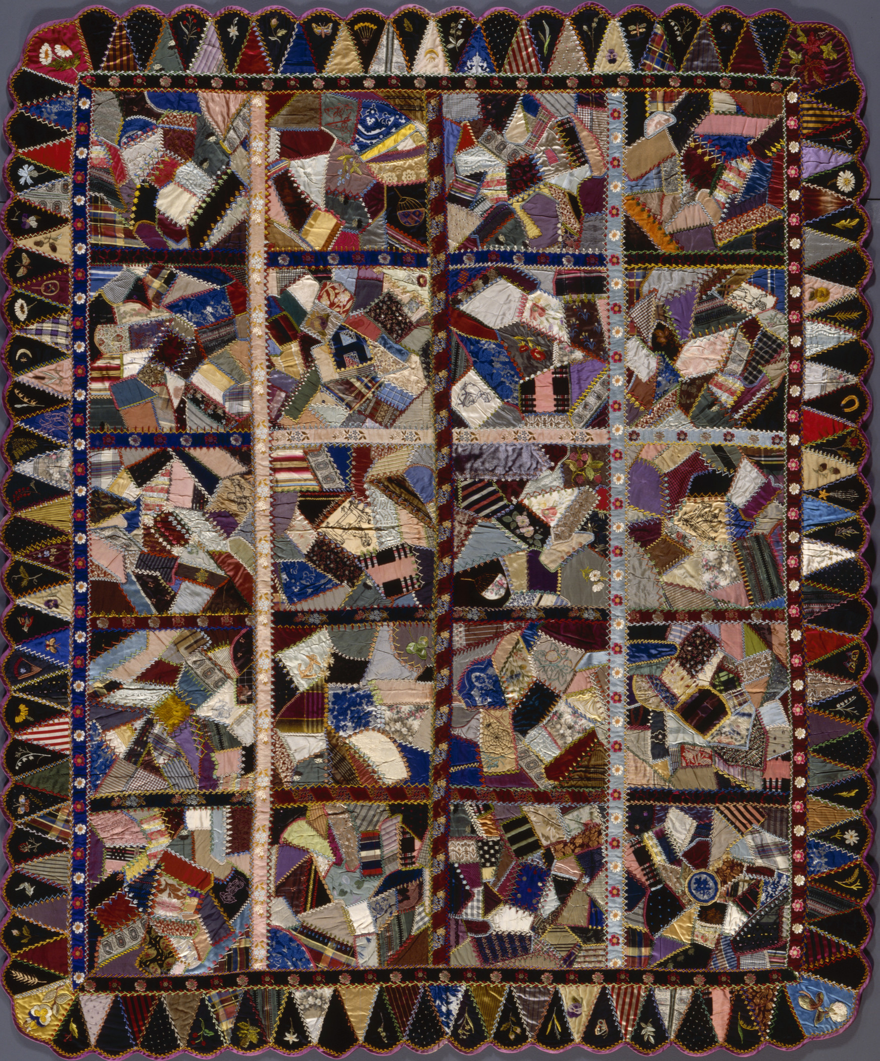 Crazy Quilt, United States, c. 1890, Los Angeles County Museum of Art, gift of Sally Ellis Vogel, photo © Museum Associates/LACMA