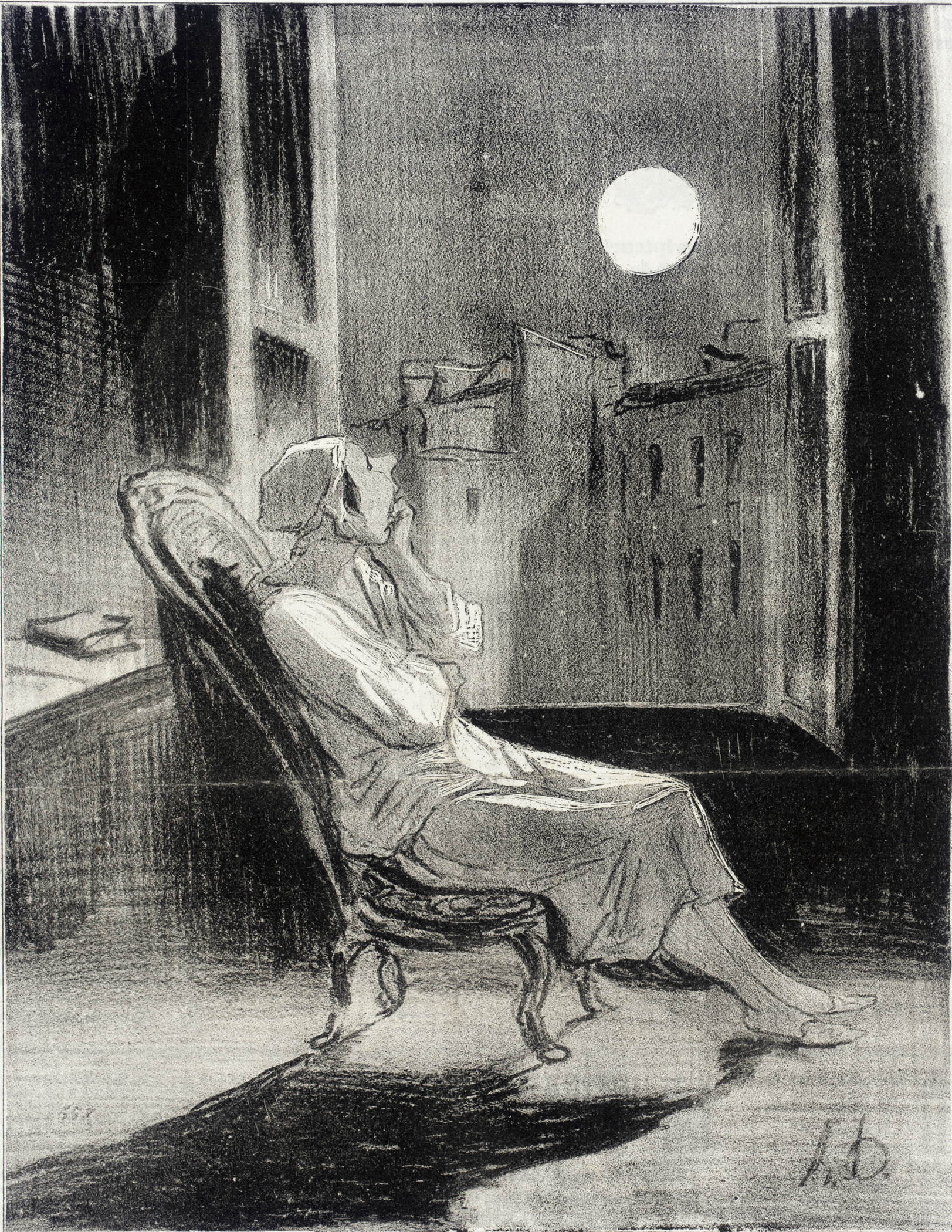 Honoré Daumier, O Lune!...inspire-moi ce soir quelque petite pensée..., 1844, Los Angeles County Museum of Art, gift of Mrs. Florence Victor from The David and Florence Victor Collection, photo © Museum Associates/LACMA