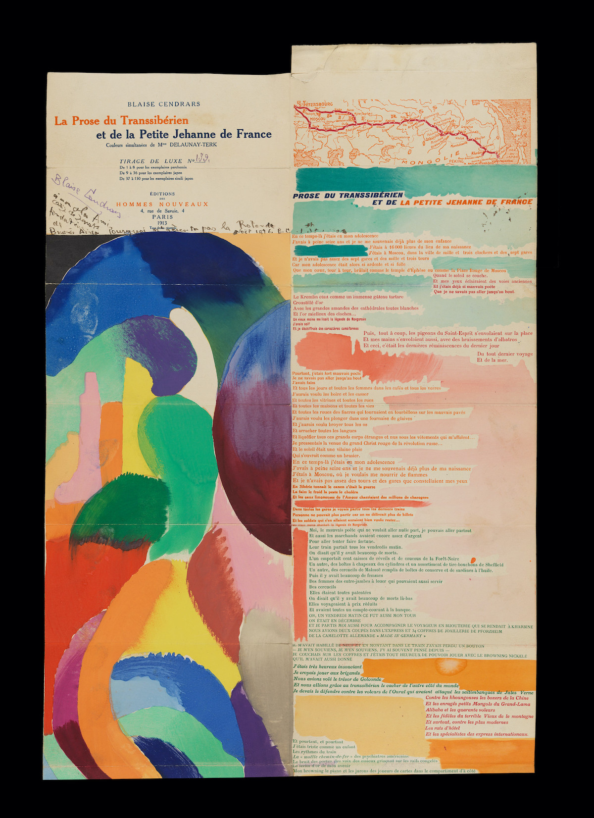 Sonia Delaunay-Terk, La Prose du Transsibérien et de la petite Jehanne de France (detail), 1913, numbered 139 (of 150 announced), © Pracusa 2017632, photo © Museum Associates/LACMA