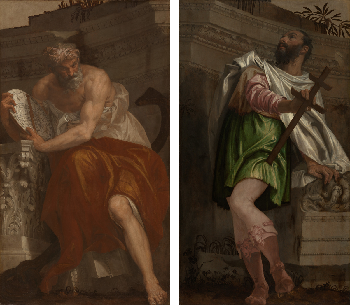 Paolo Veronese, Allegory of Navigation with an Astrolabe and Allegory of Navigation with a Cross-Staff, 1557, Los Angeles County Museum of Art, gift of The Ahmanson Foundation, photo © Museum Associates/LACMA
