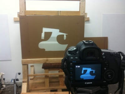 Artist Brian Bress creating Idiom in his studio.