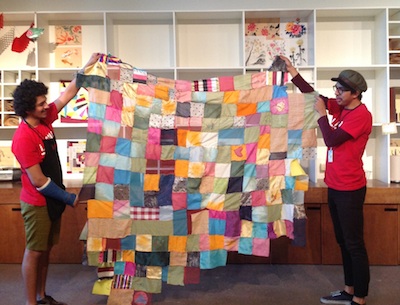 The patchwork textile reflects the diversity of visitors to the Boone Children’s Gallery.