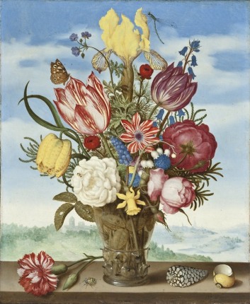 Ambrosius Bosschaert (Holland, Middelburg, 1573-1621), Bouquet of Flowers on a Ledge, Holland, 1619, gift of Mr. and Mrs. Edward W. Carter 