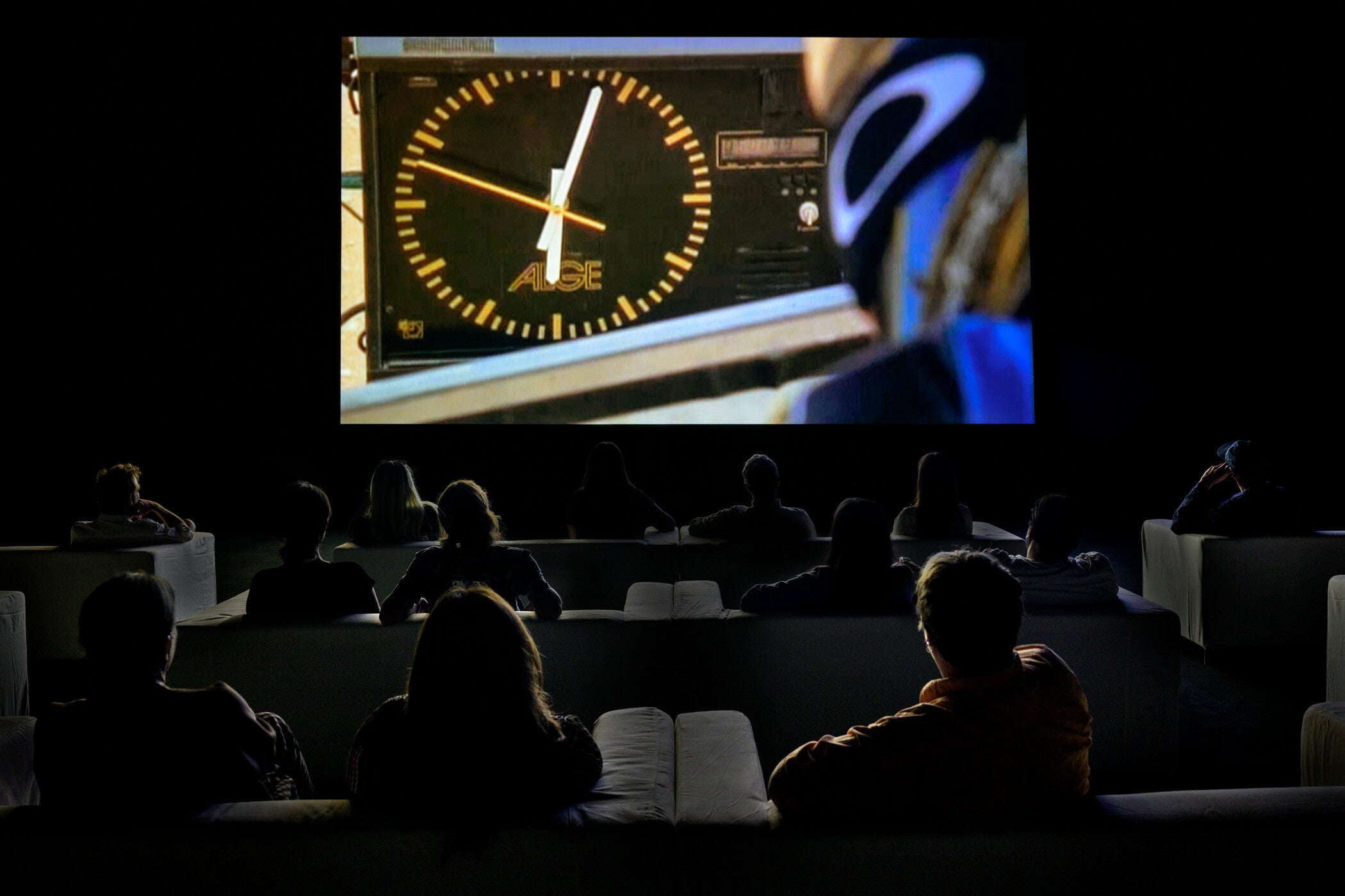 Installation photograph, Christian Marclay: The Clock, Los Angeles County Museum of Art, July 26–August 23, 2026, © Christian Marclay, courtesy Paula Cooper Gallery, New York and White Cube, London, photo © Museum Associates/LACMA, by Jonathan J. Urban