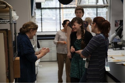 Participants included thirteen conservators, including Antoinette Dwan (left), LACMA staff and other professionals