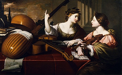 Nicolas Regnier, Divine Inspiration of Music, circa 1640, purchased with funds provided by Mr. and Mrs. Stewart Resnick, Mr. and Mrs. Jo Swerling, Mathilda L. Calnan from the estate of Charles Alexander Loeser, Mr. and Mrs. David Bright, Alexander M. Lewyt, Museum Associates Acquisition Fund, Isaacs Brothers Company, anonymous donor in memory of Mary M. Edmunds, William Randolph Hearst Collection, Mr. and Mrs. Allan C. Balch Collection, and Mr. and Mrs. Allan C. Balch Fund by exchange (82.7)