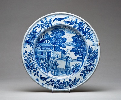 Charger, Nevers, France, c. 1660-1680, Earthenware with tin glaze and enamel (grand feau faïence), The MaryLou Boone Collection