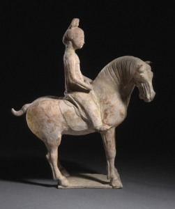 China, Tang dynasty, , Funerary Sculpture of a Horse and Rider, 618–906, the Phil Berg Collection