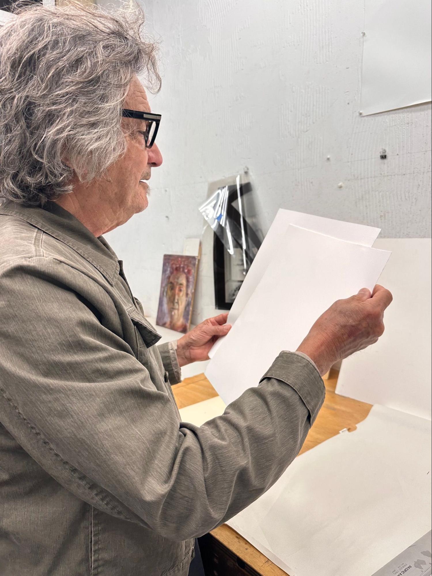 Francesco Siqueiros preparing paper for a drawing exercise, photo © Museum Associates/LACMA, by Claudine Dixon
