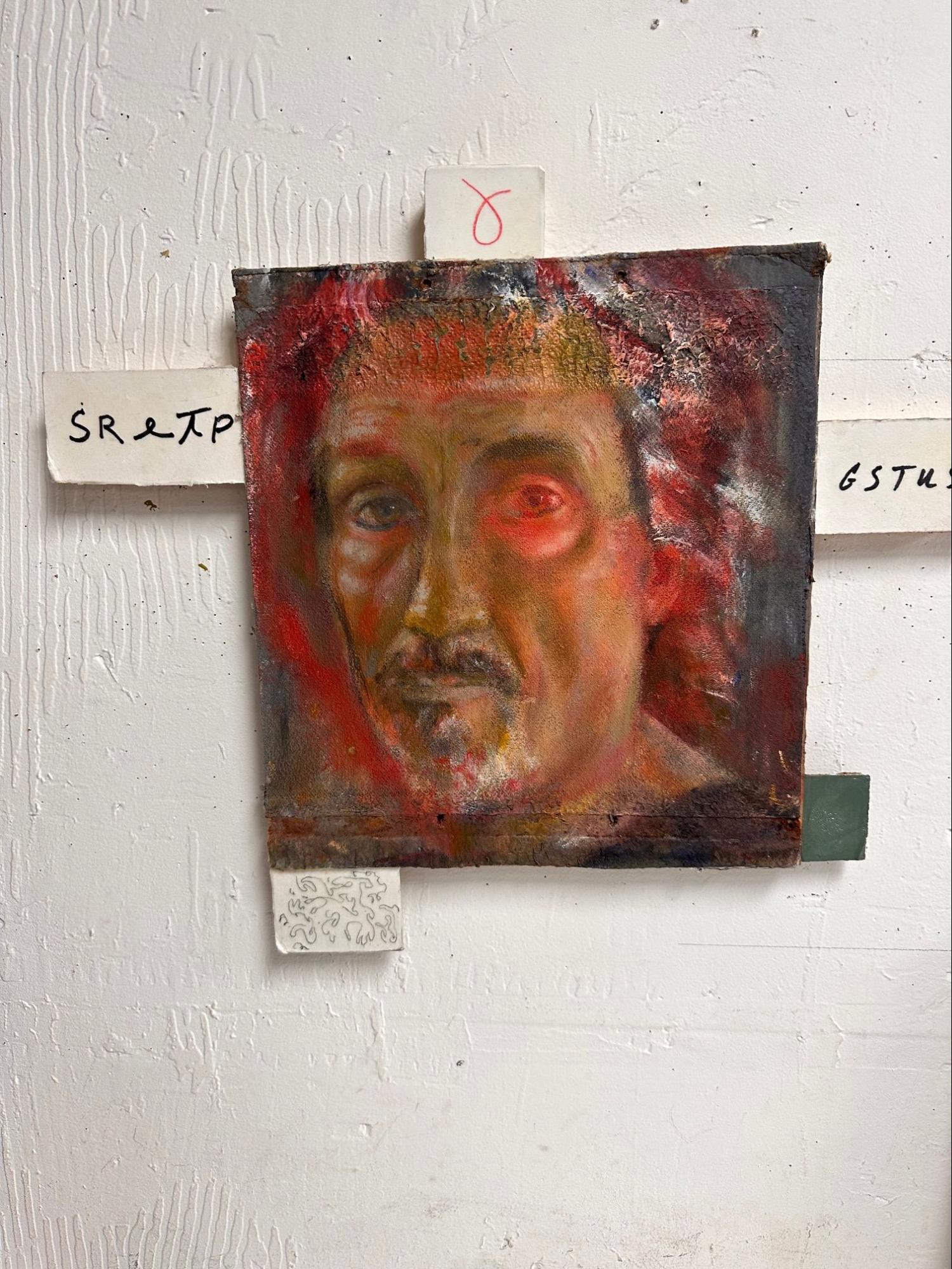 Francesco Siquieros’s self-portrait with “SRETP…GSTUS,” photo © Museum Associates/LACMA, by Claudine Dixon