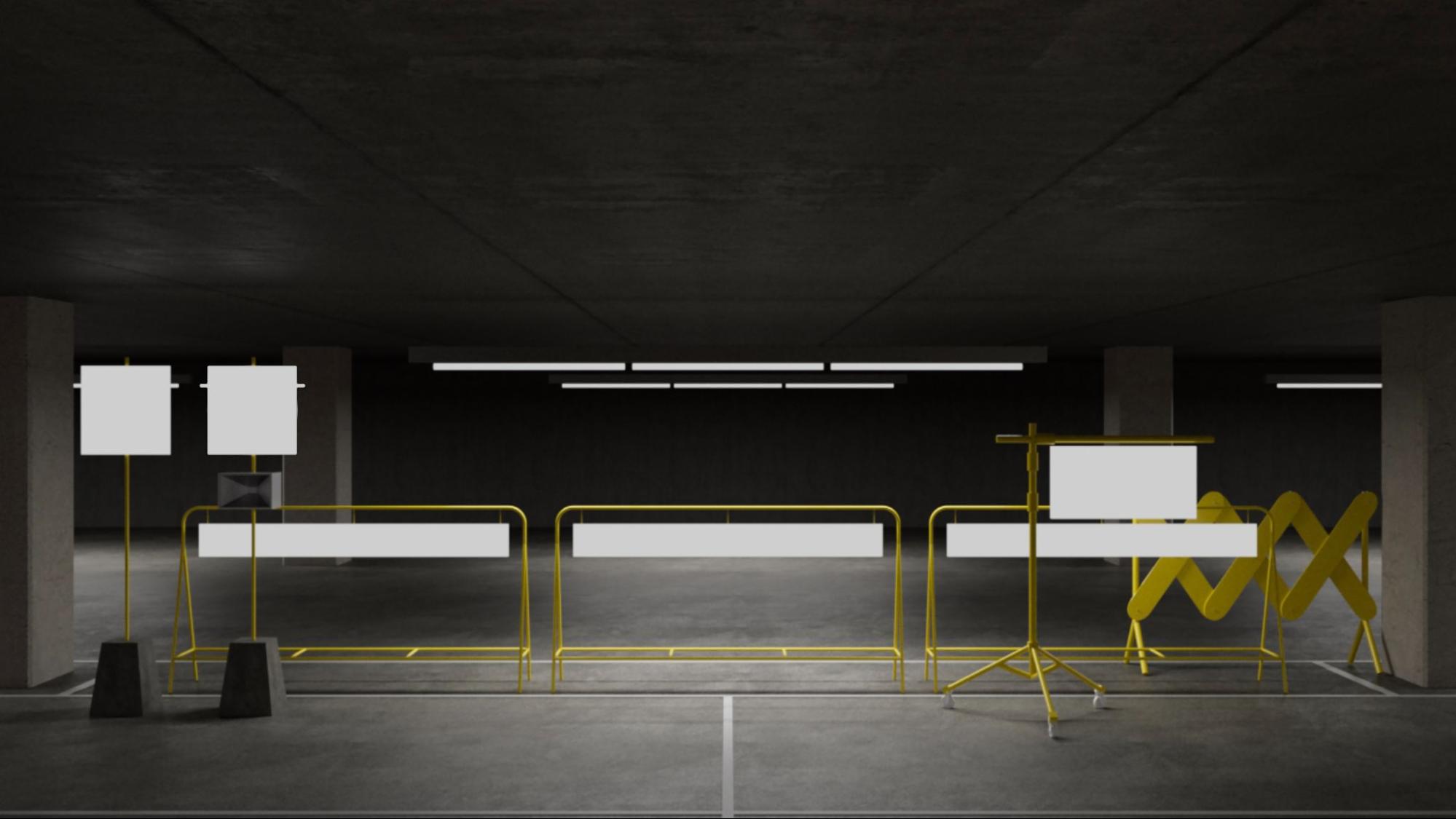 Lauren Lee McCarthy, Rendering for Auto Test Ride 01: LACMA Parking Garage, courtesy of Salmah Beydoun