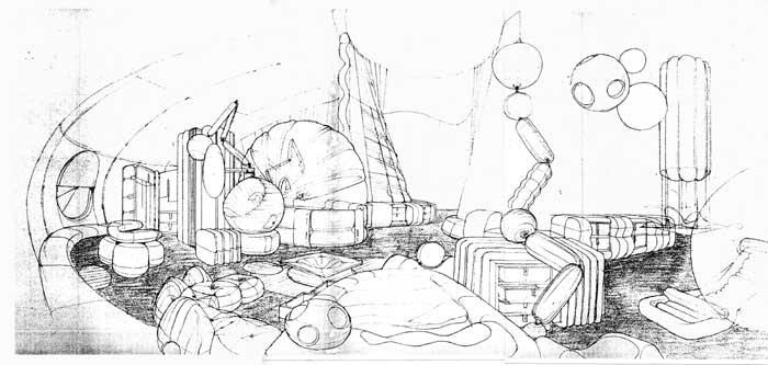 A drawing by Jean-Paul Jungmann in the HABITER PNEUMATIQUE May 1967 proposal. The whole interior architecture and furniture was built with inflatables. The 1960s utopian approach to the inflatable as a critical medium is an important source of inspiration for my project.