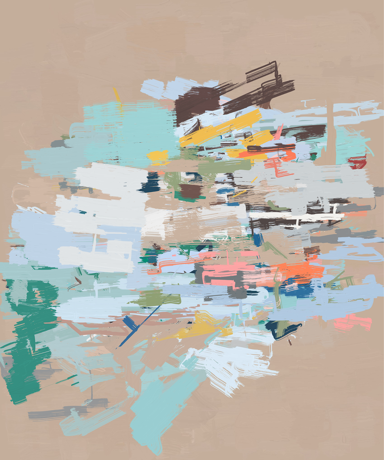 Tyler Hobbs, Harbor Scene #1 (after John Henry Twachtman), 2024, courtesy of the artist