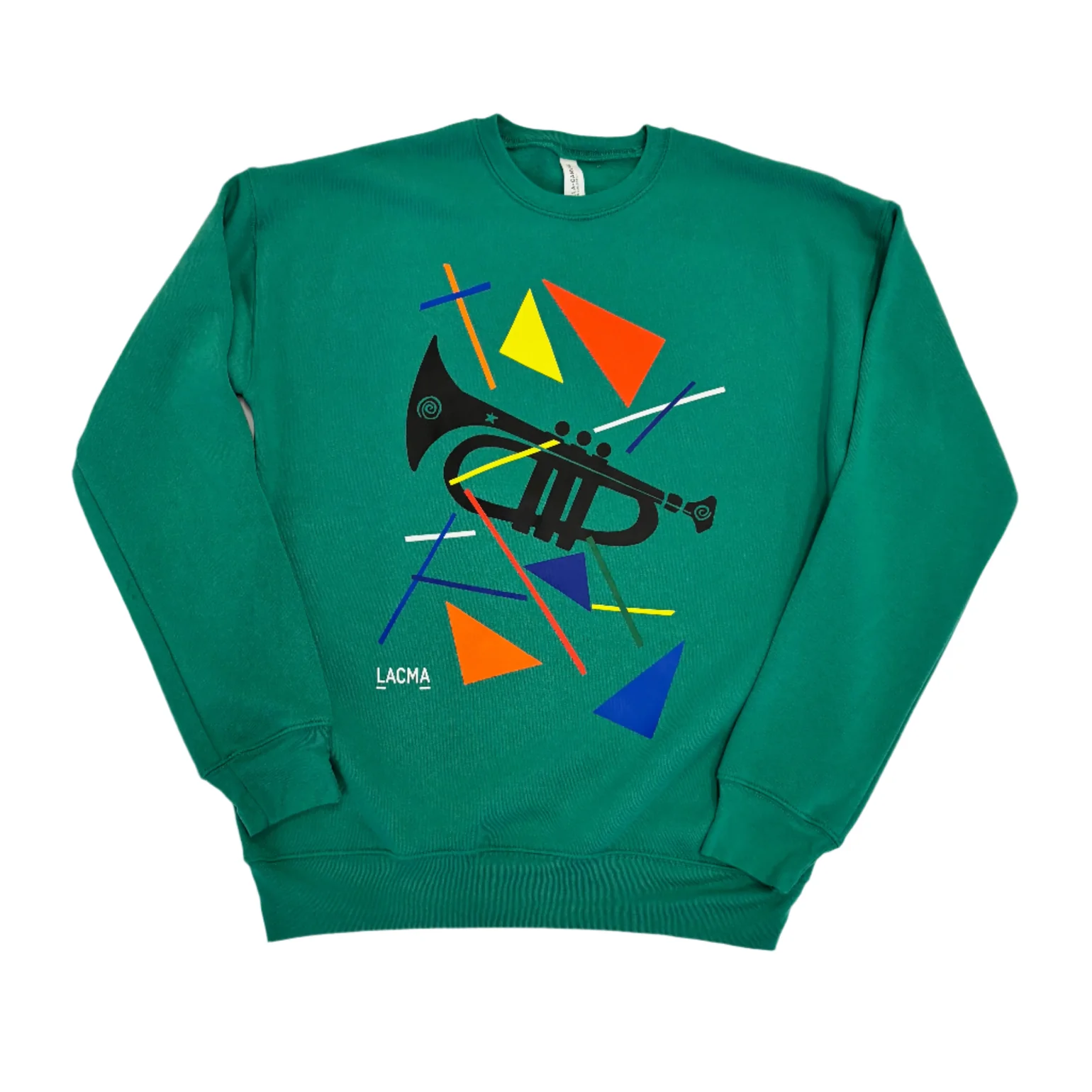 Green sweatshirt with a black trumpet