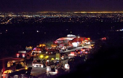 Levitated Mass transport, © Michael Heizer, photo by Tom Vinetz