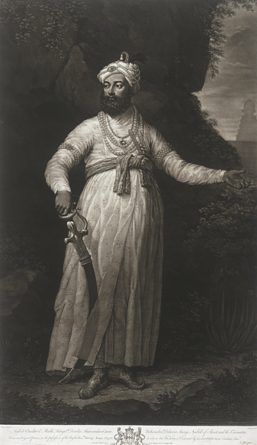 John Dixon Ireland, c. 1740-1811, active England After Francis Swain Ward England, c. 1734-1805 Omdut il Mulk, Nabob of Arcot, 1771 Mezzotint Gift of Dr. and Mrs. Pratapaditya Pal M.78.148